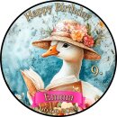 Tortenaufleger Gans | Blumenhut Buch Aquarell