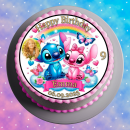 Tortenaufleger Tortendeko Fototorte Tortenbild Geburtstag Party Einschulung Lilo & Stitch LS03 (Zuckerpapier) Rund 20 cm Ø mit Foto