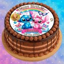 Tortenaufleger Tortendeko Fototorte Tortenbild Geburtstag Party Einschulung Lilo & Stitch LS03 (Zuckerpapier) Rund 20 cm Ø mit Foto