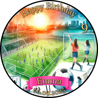Tortenaufleger Tortendeko Fototorte Tortenbild Geburtstag Mädchenfußball FB07 (Zuckerpapier)