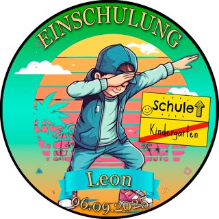 Tortenaufleger Tortendeko Fototorte Tortenbild Junge Cool Einschulung Schulanfang 1. Schultag Schuleinführung SE08 (Zuckerpapier)