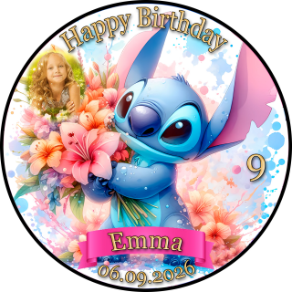 Tortenaufleger Tortendeko Fototorte Tortenbild Geburtstag Party Einschulung Lilo und Stitch LS06 (Zuckerpapier) Rund 20 cm Ø mit Foto