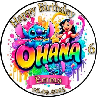 Tortenaufleger Tortendeko Fototorte Tortenbild Geburtstag Party Einschulung Lilo und Stitch LS07 (Zuckerpapier)
