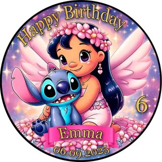 Tortenaufleger Tortendeko Fototorte Tortenbild Geburtstag Party Einschulung Lilo und Stitch LS08 (Zuckerpapier)