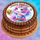 Tortenaufleger Tortendeko Fototorte Tortenbild Einhorn Meerjungfrau Regenbogen FT21 (Zuckerpapier)