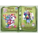 Tortenaufleger Tortendeko Fototorte Tortenbild Einhorn Regenbogen Einschulung Schulanfang 1. Schultag Schuleinführung SE07 (Zuckerpapier)