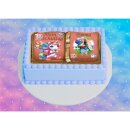 Tortenaufleger Tortendeko Fototorte Tortenbild Einhorn Regenbogen Einschulung Schulanfang 1. Schultag Schuleinführung SE07 (Zuckerpapier) DIN A4 ohne Foto Rot