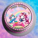 Tortenaufleger Tortendeko Fototorte Tortenbild Geburtstag Einschulung Einhorn Pferd Regenbogen FT22 (Zuckerpapier)