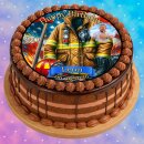 Tortenaufleger Tortendeko Fototorte Tortenbild Geburtstag Feuerwehr Mann F03 (Zuckerpapier)