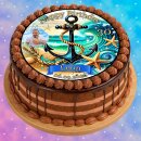 Tortenaufleger Tortendeko Fototorte Tortenbild Geburtstag Maritim Anker Strand Seestern Muschel MR01 (Zuckerpapier)