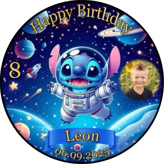 Tortenaufleger Tortendeko Fototorte Tortenbild Geburtstag Party Einschulung Lilo und Stitch LS09 (Zuckerpapier) Rund 20 cm Ø mit Foto