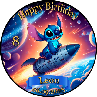 Tortenaufleger Tortendeko Fototorte Tortenbild Geburtstag Party Einschulung Lilo und Stitch LS10 (Zuckerpapier) Rund 20 cm Ø ohne Foto