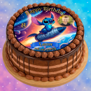 Tortenaufleger Tortendeko Fototorte Tortenbild Geburtstag Party Einschulung Lilo und Stitch LS10 (Zuckerpapier) Rund 20 cm Ø ohne Foto