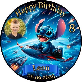 Tortenaufleger Tortendeko Fototorte Tortenbild Geburtstag Party Einschulung Lilo und Stitch LS11 (Zuckerpapier) Rund 20 cm Ø mit Foto