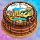 Tortenaufleger Tortendeko Fototorte Tortenbild Geburtstag Fahrzeuge Bagger Baustelle Betonmischer FZ19 (Zuckerpapier)