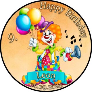 Tortenaufleger Tortendeko Fototorte Tortenbild Geburtstag Party Clown Karneval Fasching Fastnacht CL01 (Zuckerpapier)
