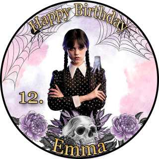 Tortenaufleger Tortendeko Fototorte Tortenbild Geburtstag Party Wednesday WD02 (Zuckerpapier)