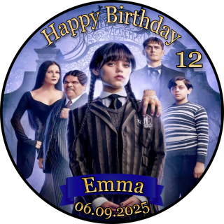 Tortenaufleger Tortendeko Fototorte Tortenbild Geburtstag Party Wednesday WD03 (Zuckerpapier)