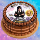 Tortenaufleger Tortendeko Fototorte Tortenbild Geburtstag Party Wednesday WD02 (Zuckerpapier) Rund 14 cm Ø mit Foto