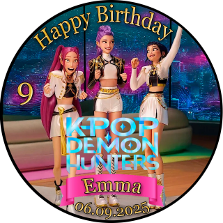 Tortenaufleger Tortendeko Fototorte Tortenbild Geburtstag Party Demon Hunters K-Pop KP03 (Zuckerpapier)