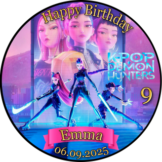 Tortenaufleger Tortendeko Fototorte Tortenbild Geburtstag Party Demon Hunters K-Pop KP06 (Zuckerpapier)