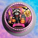 Tortenaufleger Tortendeko Fototorte Tortenbild Geburtstag Halloween Waschbär Vampir Kürbis Fledermäuse Kerzen HW43 (Zuckerpapier)