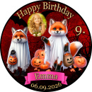 Tortenaufleger Tortendeko Fototorte Tortenbild Geburtstag Halloween Fuchs Kürbis Geist Gespenst HW45 (Zuckerpapier)
