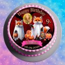 Tortenaufleger Tortendeko Fototorte Tortenbild Geburtstag Halloween Fuchs Kürbis Geist Gespenst HW45 (Zuckerpapier) Rund 14 cm Ø mit Foto