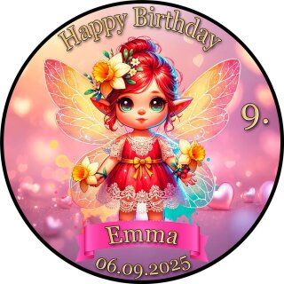 Tortenaufleger Tortendeko Fototorte Tortenbild Geburtstag Einschulung Taufe Fee Elfe Märchen FT23 (Zuckerpapier)