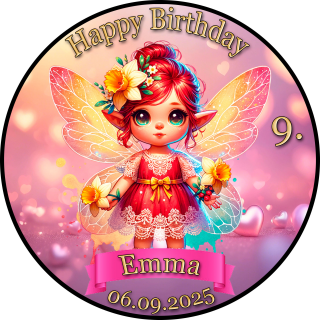 Tortenaufleger Tortendeko Fototorte Tortenbild Geburtstag Einschulung Taufe Fee Elfe Märchen FT23 (Zuckerpapier)