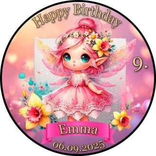 Tortenaufleger Tortendeko Fototorte Tortenbild Geburtstag Einschulung Taufe Fee Elfe Märchen FT25 (Zuckerpapier)