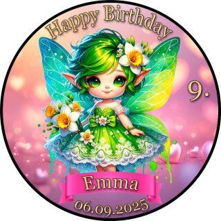 Tortenaufleger Tortendeko Fototorte Tortenbild Geburtstag Einschulung Taufe Fee Elfe Märchen FT26 (Zuckerpapier)