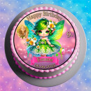 Tortenaufleger Tortendeko Fototorte Tortenbild Geburtstag Einschulung Taufe Fee Elfe Märchen FT26 (Zuckerpapier)