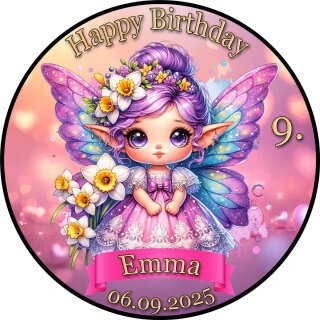 Tortenaufleger Tortendeko Fototorte Tortenbild Geburtstag Einschulung Taufe Fee Elfe Märchen FT27 (Zuckerpapier)