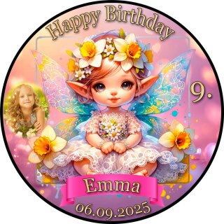 Tortenaufleger Tortendeko Fototorte Tortenbild Geburtstag Einschulung Taufe Fee Elfe Märchen FT29 (Zuckerpapier)