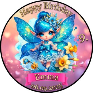 Tortenaufleger Tortendeko Fototorte Tortenbild Geburtstag Einschulung Taufe Fee Elfe Märchen FT31 (Zuckerpapier)
