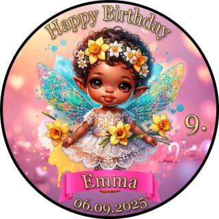 Tortenaufleger Tortendeko Fototorte Tortenbild Geburtstag Einschulung Taufe Fee Elfe Märchen FT33 (Zuckerpapier)