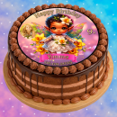 Tortenaufleger Tortendeko Fototorte Tortenbild Geburtstag Einschulung Taufe Fee Elfe Märchen FT28 (Zuckerpapier) Rund 14 cm Ø mit Foto