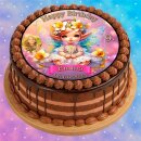Tortenaufleger Tortendeko Fototorte Tortenbild Geburtstag Einschulung Taufe Fee Elfe Märchen FT29 (Zuckerpapier) Rund 14 cm Ø ohne Foto
