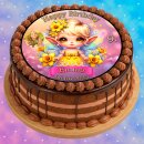 Tortenaufleger Tortendeko Fototorte Tortenbild Geburtstag Einschulung Taufe Fee Elfe Märchen FT32 (Zuckerpapier) Rund 20 cm Ø ohne Foto