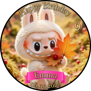 Tortenaufleger Tortendeko Fototorte Tortenbild Geburtstag Taufe Labubu Stoffmonster Plüschmonster LA01 (Zuckerpapier)