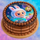 Tortenaufleger Tortendeko Fototorte Tortenbild Geburtstag Taufe Labubu Stoffmonster Plüschmonster LA04 (Zuckerpapier)