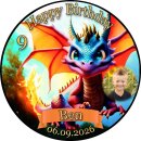 Tortenaufleger Drache | Flügel Feuer Felsen