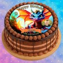 Tortenaufleger Drache | Flügel Feuer Felsen