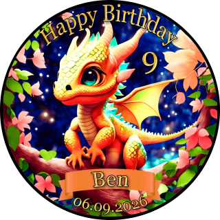 Tortenaufleger Tortendeko Fototorte Tortenbild Geburtstag Drache Dragon DR04 (Zuckerpapier)