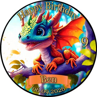 Tortenaufleger Tortendeko Fototorte Tortenbild Geburtstag Drache Dragon DR05 (Zuckerpapier)
