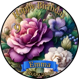 Tortenaufleger Tortendeko Fototorte Geburtstag Vintage Peony Garden Pfingstrosengarten Vintage Dahlie BL01 (Zuckerpapier)