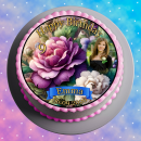 Tortenaufleger Tortendeko Fototorte Geburtstag Vintage Peony Garden Pfingstrosengarten Vintage Dahlie BL01 (Zuckerpapier)