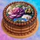 Tortenaufleger Tortendeko Fototorte Geburtstag Vintage Peony Garden Pfingstrosengarten Vintage Dahlie BL01 (Zuckerpapier)