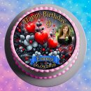 Tortenaufleger Tortendeko Fototorte Geburtstag rote Herzen Blumen Gothic Liebe BL02 (Zuckerpapier) Rund 20 cm Ø mit Foto